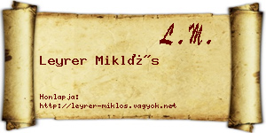Leyrer Miklós névjegykártya